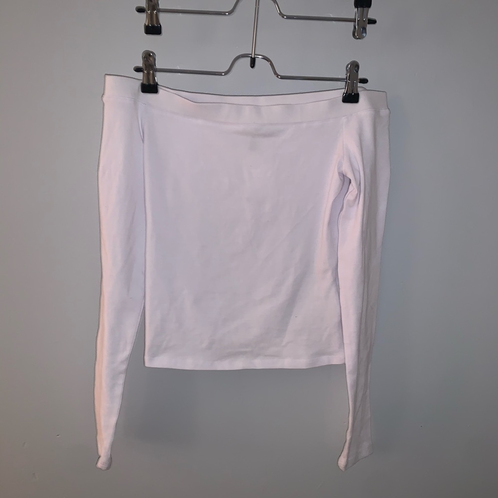 H&M white off the shoulder long sleeve T-shirt